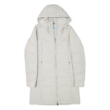COLUMBIA Womens White Hooded Quilted Jacket S Polyester Blend Long Sleeve Zip