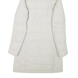 COLUMBIA Womens White Hooded Quilted Jacket S Polyester Blend Long Sleeve Zip