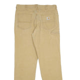 CARHARTT Mens Cotton Blend Beige Relaxed Straight Trousers W36 L34 Workwear Zip