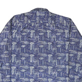 Mens Blue Printed Casual Shirt 3XL Lightweight Polyester Blend Relaxed Fit