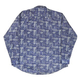 Mens Blue Printed Casual Shirt 3XL Lightweight Polyester Blend Relaxed Fit