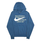 NIKE Mens Blue Hoodie S Cotton Blend Pullover Sports Casual