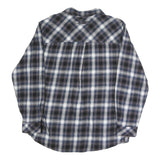 BUCK CAMP Mens Blue Black & White Checked Long Sleeve Shirt L Casual Cotton