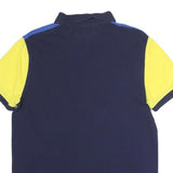 TOMMY HILFIGER Mens Blue & Yellow Colour Block Short Sleeve Polo Shirt M Cotton