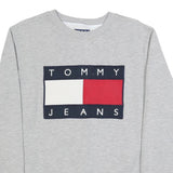 TOMMY JEANS Mens Grey Crew Neck S Sweatshirt Cotton Blend Logo Print