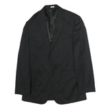 Mens Black Classic Cotton Blazer Jacket M Button Closure Plain Formal