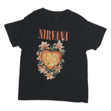 NIRVANA Mens Black Graphic T-Shirt L Short Sleeve Crew Neck Band Logo