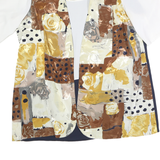 YESSICA Womens Blue Brown & Yellow Printed Shirt Short Sleeve Round Neck L