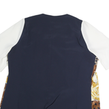 YESSICA Womens Blue Brown & Yellow Printed Shirt Short Sleeve Round Neck L