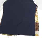 YESSICA Womens Blue Brown & Yellow Printed Shirt Short Sleeve Round Neck L