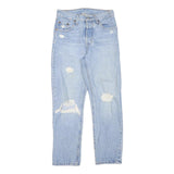 LEVI'S 501 Womens Jeans Light Blue Regular Straight Denim W26 L25 Distressed