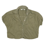 ZARA Womens Green Basic Shirt Short Sleeve Collared S Cotton Blend Casual