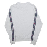 TOMMY HILFIGER Mens Grey Crew Neck Sweatshirt S Logo Tape Sleeves Cotton Blend