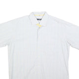 METZLER Mens White & Cream Shirt L Cotton Blend Short Sleeve Casual Classic