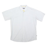 METZLER Mens White & Cream Shirt L Cotton Blend Short Sleeve Casual Classic