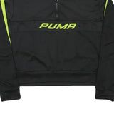 PUMA Womens Black & Green Sweatshirt Pullover L Half Zip Sports Activewear