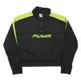 PUMA Womens Black & Green Sweatshirt Pullover L Half Zip Sports Activewear