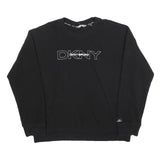 DKNY Womens Black Cotton Blend Crew Neck L Sweatshirt DKNY SPORT Logo