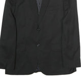 Mens Black Classic Cotton Button Jacket L Plain Formal Blazer Tailored