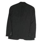 Mens Black Classic Cotton Button Jacket L Plain Formal Blazer Tailored