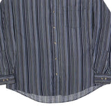 MCEARL Mens Blue & White Striped Shirt L Classic Button-Down Cotton Blend