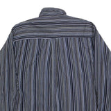MCEARL Mens Blue & White Striped Shirt L Classic Button-Down Cotton Blend
