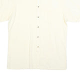 C&A Mens Cream Short Sleeve Cotton Blend Shirt L Casual Summer Button Up