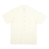 C&A Mens Cream Short Sleeve Cotton Blend Shirt L Casual Summer Button Up