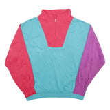 DISCIPLINE Womens Blue & Pink & Purple Sweatshirt Collared XL Colourblock