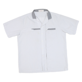 SIAM EMPORIUM Mens White & Grey Casual Plain Cotton Blend Shirt S Relaxed Fit