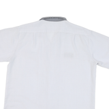 SIAM EMPORIUM Mens White & Grey Casual Plain Cotton Blend Shirt S Relaxed Fit