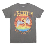 LED ZEPPELIN Mens Grey & Orange Graphic T-Shirt S Short Sleeve Crew Neck Rock