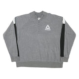 REEBOK Womens Grey & Black 1/4 Zip Sweatshirt L Cotton Blend Casual Sportswear