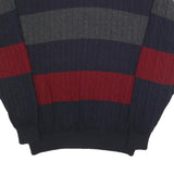 PAUL & SHARK Mens Navy & Red & Grey Patterned Wool Cable Knit Jumper 2XL Classic
