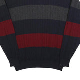 PAUL & SHARK Mens Navy & Red & Grey Patterned Wool Cable Knit Jumper 2XL Classic