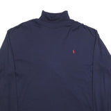POLO RALPH LAUREN Mens Navy Blue Roll Neck XL Cotton Blend Sweatshirt Pullover