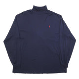 POLO RALPH LAUREN Mens Navy Blue Roll Neck XL Cotton Blend Sweatshirt Pullover