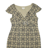 KAREN MILLEN Womens Beige Chain Print Day Dress Polyester Blend Short Sleeve UK