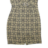 KAREN MILLEN Womens Beige Chain Print Day Dress Polyester Blend Short Sleeve UK