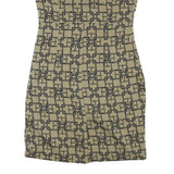 KAREN MILLEN Womens Beige Chain Print Day Dress Polyester Blend Short Sleeve UK