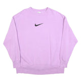 NIKE Womens Purple Crew Neck Sweatshirt L Cotton Casual Pullover