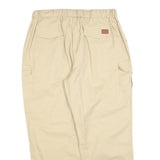 SOMTHRON Mens Regular Beige Cotton Blend Drawstring Cargo Trousers W34 L30