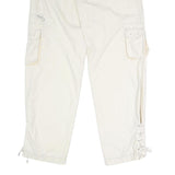 PERISCOPE Womens White Regular Fit Straight Leg Trousers W34 L31 Button Closure