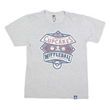 JOHNNY CUPCAKES Mens Grey & Navy Wiffleball Graphic T-Shirt M Short Sleeve Crew