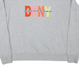 DKNY Mens Grey Cotton Blend Crew Neck M Sweatshirt Colour Block Logo Pullover
