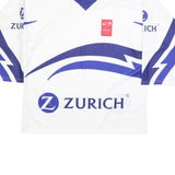 OCHSNER Mens White & Blue Modern S Long Sleeve V-Neck Zurich Logo T-Shirt