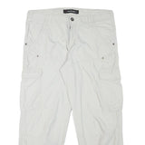 CASA BLANCA Mens Cotton Blend Relaxed White Cargo Trousers W37 L29 Zip Pockets