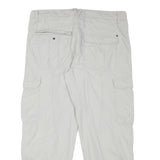 CASA BLANCA Mens Cotton Blend Relaxed White Cargo Trousers W37 L29 Zip Pockets