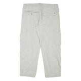 CASA BLANCA Mens Cotton Blend Relaxed White Cargo Trousers W37 L29 Zip Pockets
