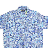 ROUNDY BAY Mens Blue & Light Blue Hawaiian Shirt S Cotton Blend Summer Beachwear